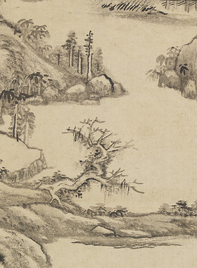 1:1 清 王原祁2款合卷 仿李唐春树万年图 仿北宋人山水图34x130cm