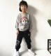 Boys and girls trendy brand monkey pure cotton sweatshirt and sweatpants suit spring and autumn sports round neck top and trousers