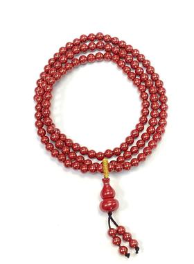 安伯曼帝王砂朱砂葫芦流苏吊坠多圈手串4-5mm