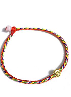 安伯曼红绳五彩手链14K注金豆豆螺纹