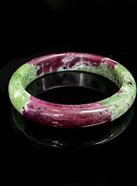 安伯曼缅甸红绿宝石素圈手镯