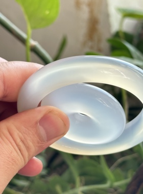 天然马料海洋玉髓高冰高冰白云冰透加厚手镯平安扣一套刚冰冷55.5