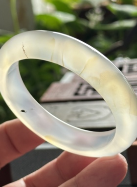 天然马料海洋玉髓高冰草花飘花清新款小草小花金飘冰透玛瑙手镯59