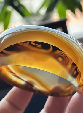 云臻阁天然巴西巴玉象形玛瑙风景手镯景观山景意境冰透老花料57口