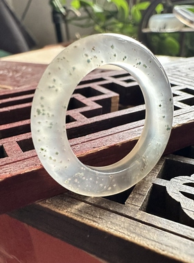 天然马料海洋玉髓高冰冰种绿沙飘白雪戒圈戒指吊坠挂件21mm口径