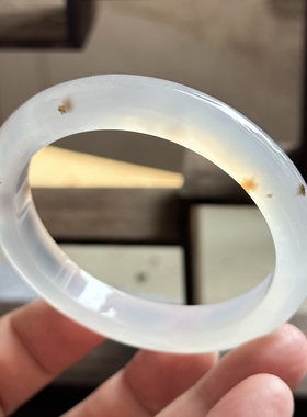 云臻阁天然海洋玉髓马料草花白冰冰透水墨飘花小草玛瑙手镯59口径