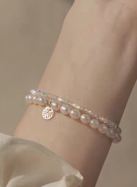 超闪极细施家水晶手链手串轻奢质感叠戴简约自制女