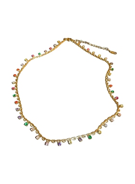 韩国锆石彩色珐琅工艺项链时尚轻奢高级感锁骨链气质颈链项链