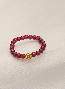 极细2mm彩虹碧玺戒指女小碧玺圆珠纯银钱币碎银几两彩色戒指