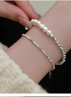 S925碎银子几两珍珠手链女生ins小众设计感高级感轻奢闺蜜礼物潮