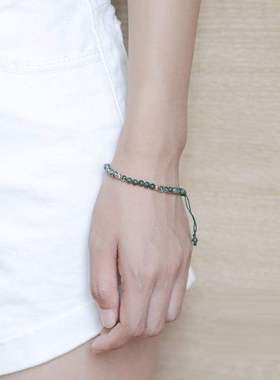 【小河流水】绿水草玛瑙手链女夏季水晶ins小众设计手工编织手绳