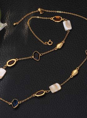 《高版本不掉色18k金厚度0.05+电泳+抛数++4》多巴胺不规则彩色项