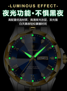 瑞士品牌新款奢华男士手表商务防水夜光腕表Men's luminous watch