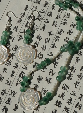 新中式玫瑰蝶贝旗袍项链