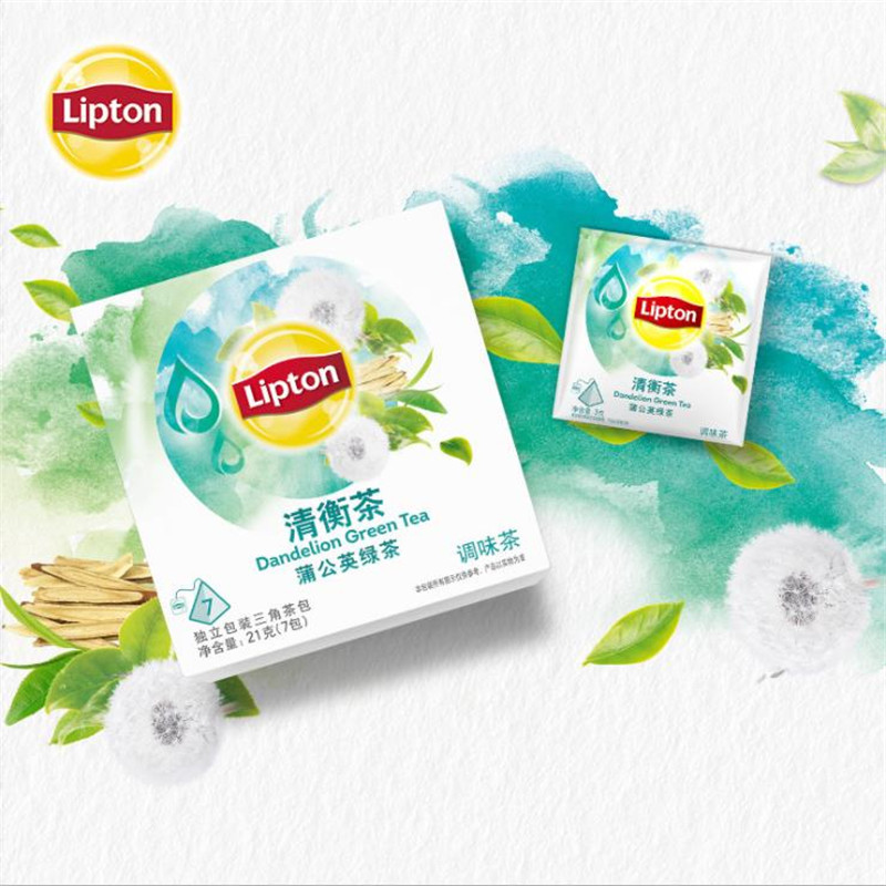 Lipton立顿 清衡茶蒲公英绿茶独立便携茶包花草茶 袋泡茶包3g*7包