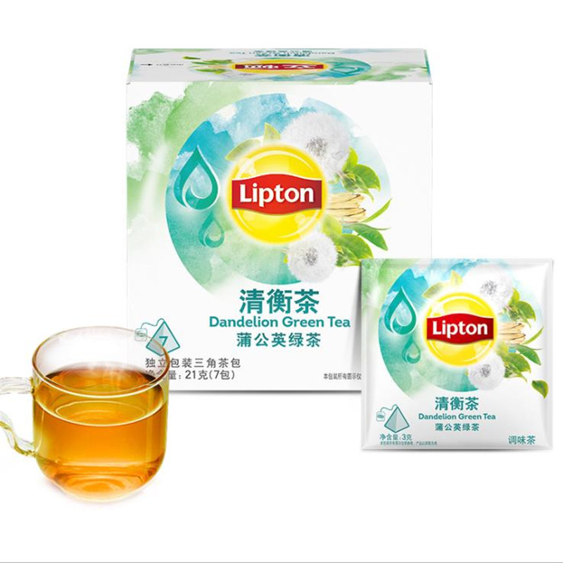 Lipton立顿 清衡茶蒲公英绿茶独立便携茶包花草茶 袋泡茶包3g*7包