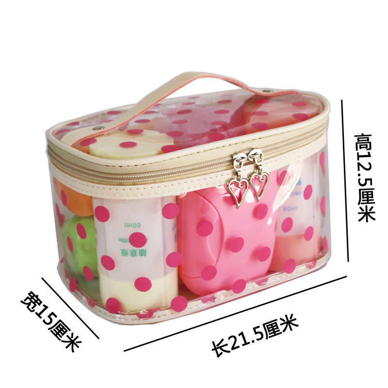 防水化妆包健身出差大容量透明PVC圆点洗澡便携 化妆品收纳洗漱袋