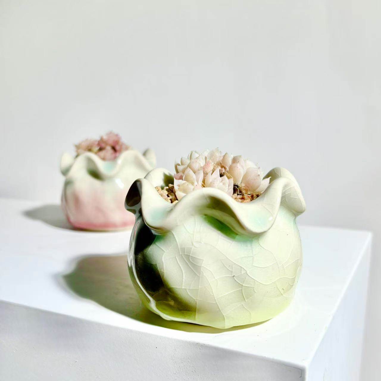 多肉植物小花盆陶瓷冰裂清新可爱控型桌面小口径透气有孔简约创意,淘宝优惠券,粉丝福利购,淘宝优惠卷