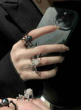 暗黑蜘蛛戒指女ins小众设计感