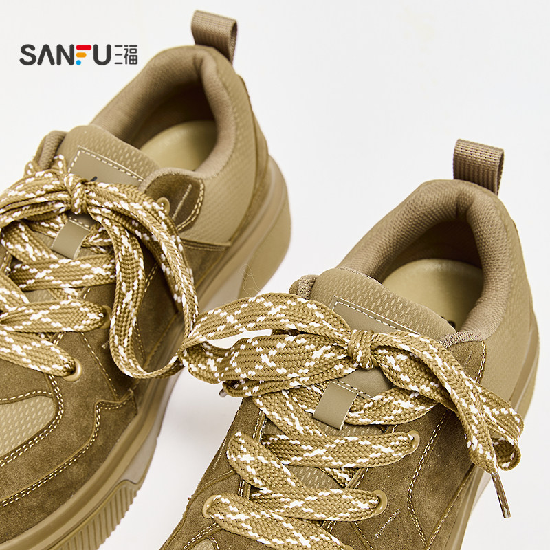 三福男低帮板鞋冬季潮酷街头宽鞋带厚底撞色面包鞋男鞋849586,淘宝优惠券,粉丝福利购,淘宝优惠卷