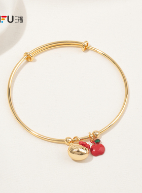 三福三丽鸥IP凯蒂猫红苹果手镯单只 休闲首饰配饰手环850872