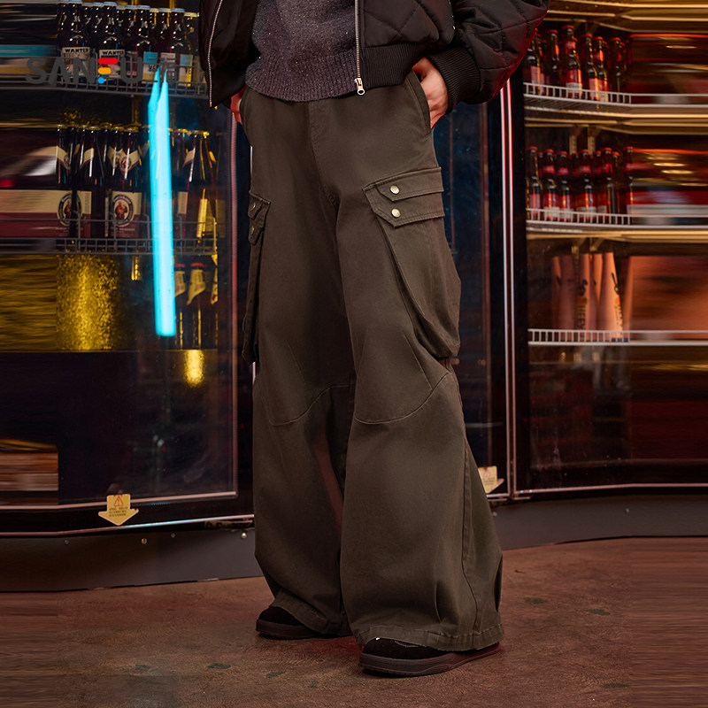 三福2026春季男士大工装口袋休闲裤 街头宽松阔腿裤子515972,淘宝优惠券,粉丝福利购,淘宝优惠卷