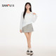 Sanfu summer button striped blouse single casual lazy loose ເສື້ອຍືດແຂນຍາວ 514862