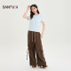 ເສື້ອຍືດສັ້ນ Sanfu 2026 Summer Marine Pattern Beaded Round Neck Fashion Short Top Women 520095