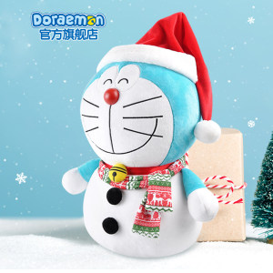 哆啦A梦官方正版圣诞雪人装毛绒公仔床上抱睡玩具布艺玩偶布娃娃