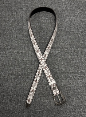 Kzzy「白蝴蝶」vintage中古压花针扣日常简约男女款腰带皮带