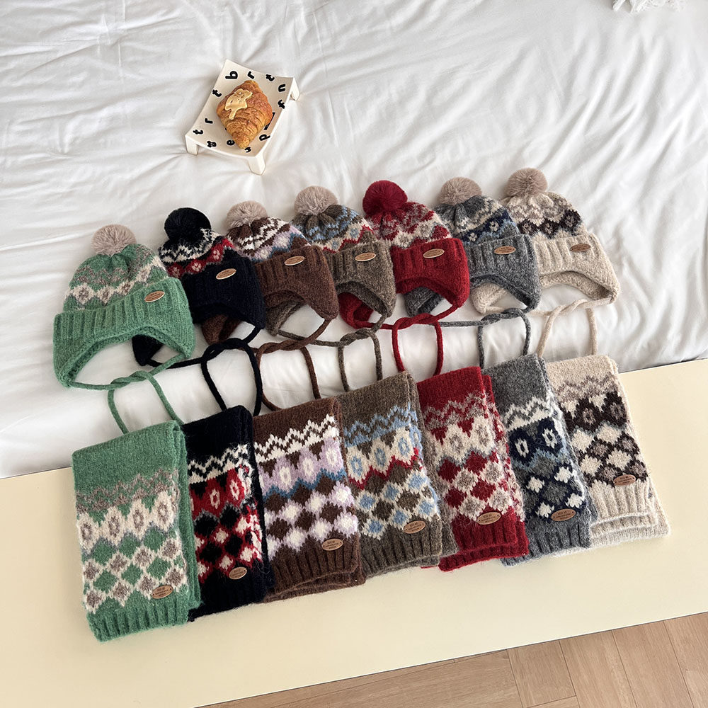 儿童帽子冬季韩版男女童时尚保暖围巾套装针织毛线帽宝宝护耳帽潮,淘宝优惠券,粉丝福利购,淘宝优惠卷