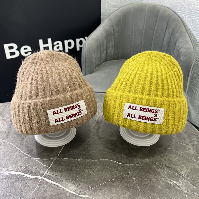 儿童帽子秋冬韩版时尚男女童贴标字母针织毛线帽宝宝保暖护耳帽冬,淘宝优惠券,粉丝福利购,淘宝优惠卷