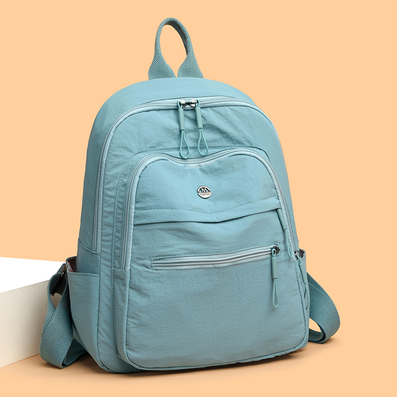 防水尼龙布双肩包女2025新款休闲百搭轻便大容量登山旅行背包书包 - 图0