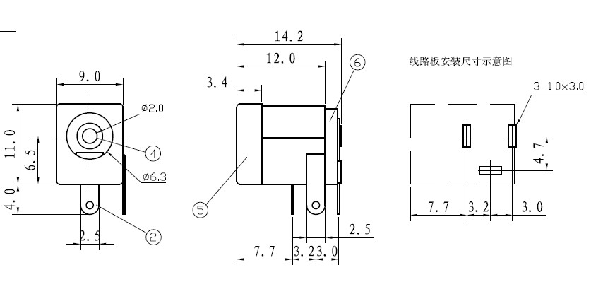 带线DC005 5.5-2.1/2.5mm电源母座三脚直插 DC电源插座母头连接线 - 图2