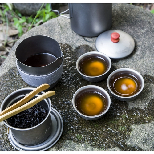 Двухэтажный чайный сервиз, чай, металлическая дорожная чайная чашка для путешествий, портативный заварочный чайник, комплект, защита от ожогов