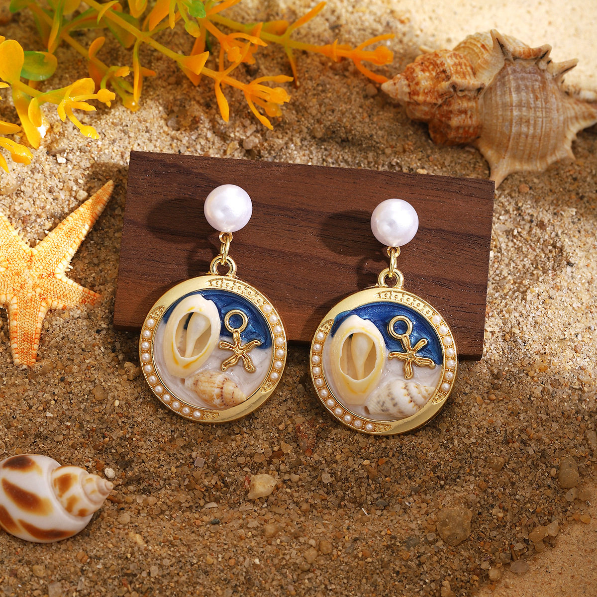 法式滴油立体海螺珍珠花朵耳环 轻奢vintage高级感自然小清新耳坠,淘宝优惠券,粉丝福利购,淘宝优惠卷