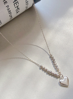 轻奢小众设计感碎银子爱心项链女2024年新款潮百搭锁骨链颈饰