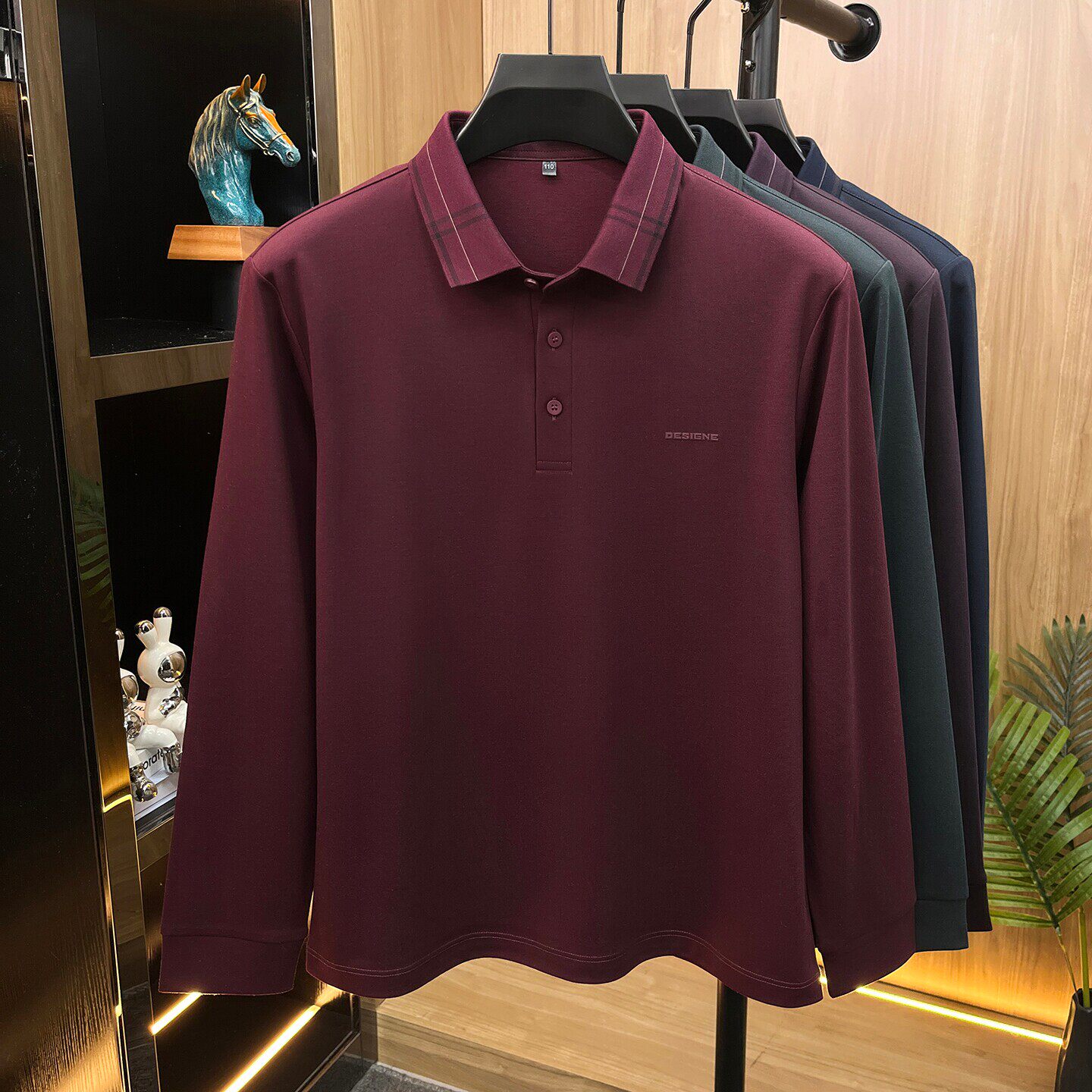 Autumn new long sleeve t-shirt for men burgundy