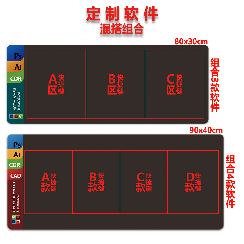 定制cad可爱ps超大鼠标垫AE剪辑快捷键办公pr设计师键盘垫WPS女生 - 图2