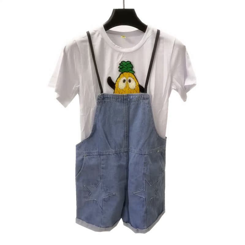 因为遇见你孙怡张果果明星同款牛仔背带裤女宽