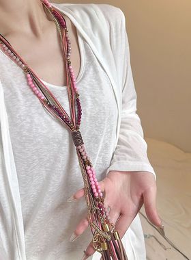 波西米亚多层叠戴长款流苏项链女
