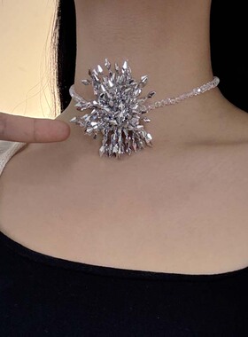 透明串珠烟花项链女高级感锁骨链