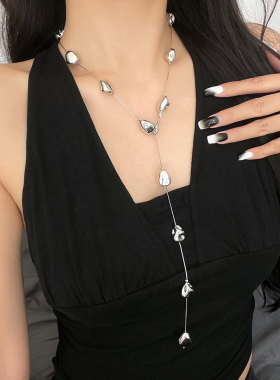 金属冷淡风Y字夸张链条长项链女