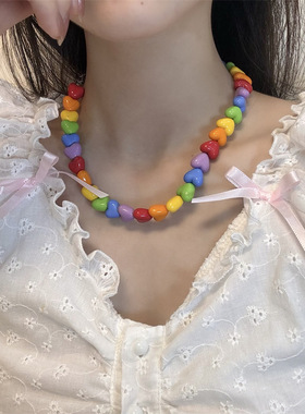 树脂串珠女爱心爱心儿童项链