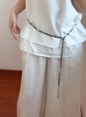 复古高级小众设计银色圆片毛衣链