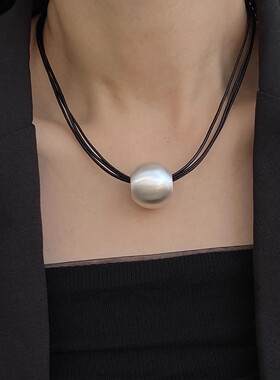 多层皮绳磨砂拉丝圆球项链颈链女