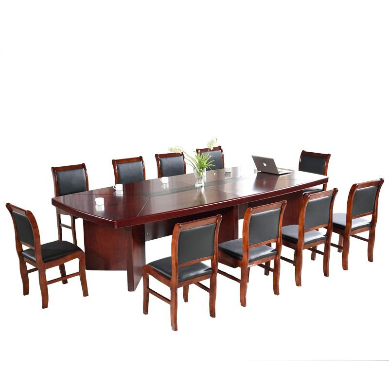 会议桌多人开会桌实木皮长条桌大型油漆桌椅组合商务洽谈桌培训桌