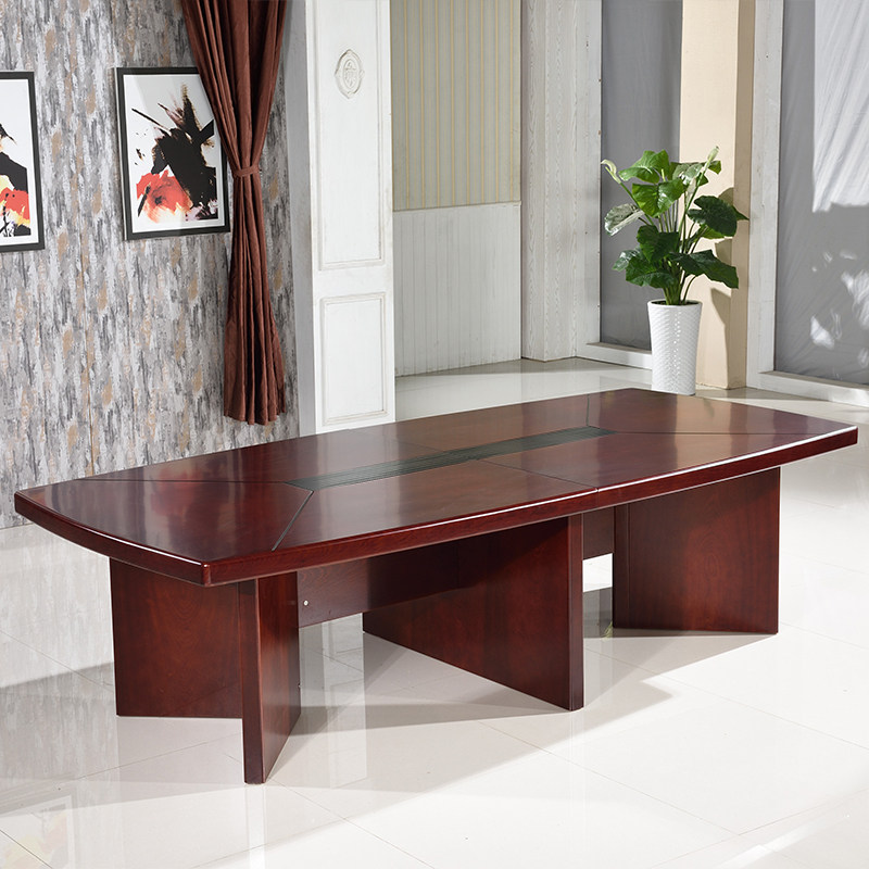 会议桌多人开会桌实木皮长条桌大型油漆桌椅组合商务洽谈桌培训桌