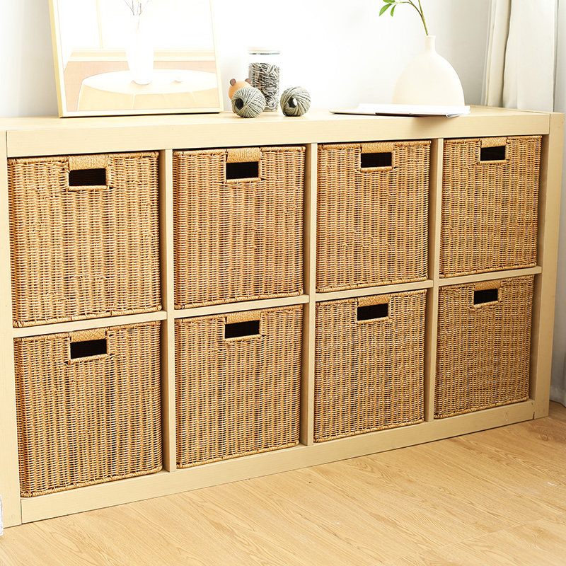 仿藤编收纳筐橱柜 书房书报杂志整理篮 客厅零食玩具收纳篮正方形,淘宝优惠券,粉丝福利购,淘宝优惠卷