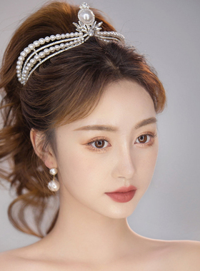 珍珠皇冠婚纱配饰新娘